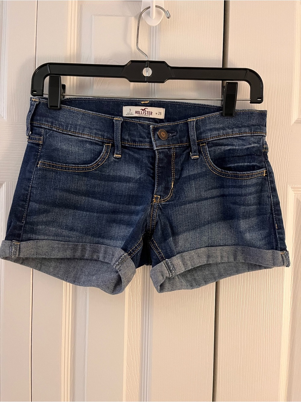 Hollister Dark Indigo Rolled Hem Denim Shorts